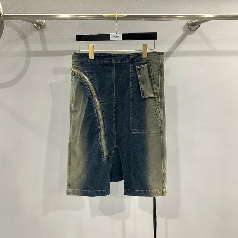 Rick Jeans Streetwear Owens Harlan Pants High Street Gradient Shorts Fashion Motorcycle Zip Trouser Vintage  Hip Hop RO Slacks