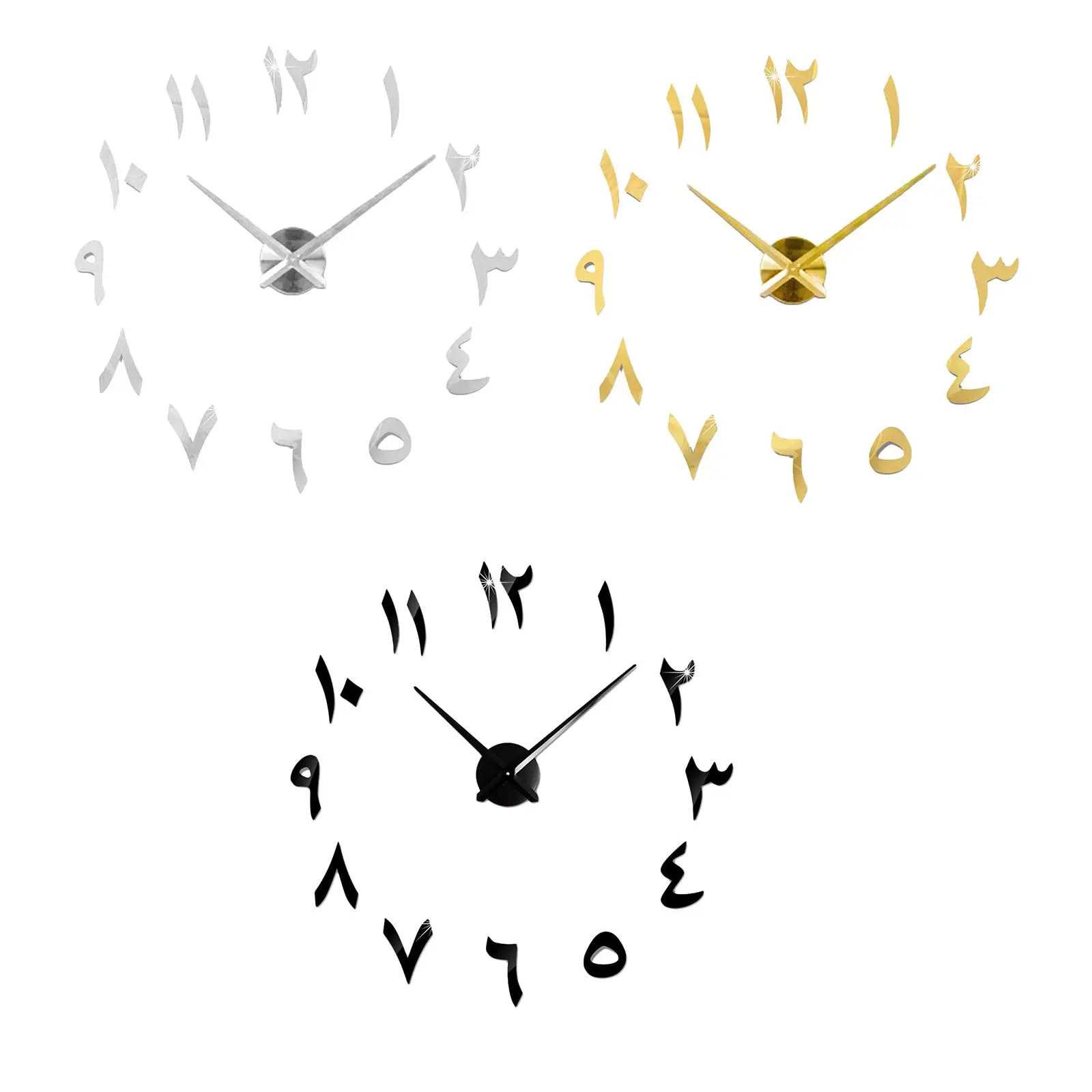 DIY Rahmenlose Moderne 3D Geräuschlose Verstellbare Ziffern Acryl-Spiegel Wanduhr für Heim- und Bürodekorationen, Selbstklebend