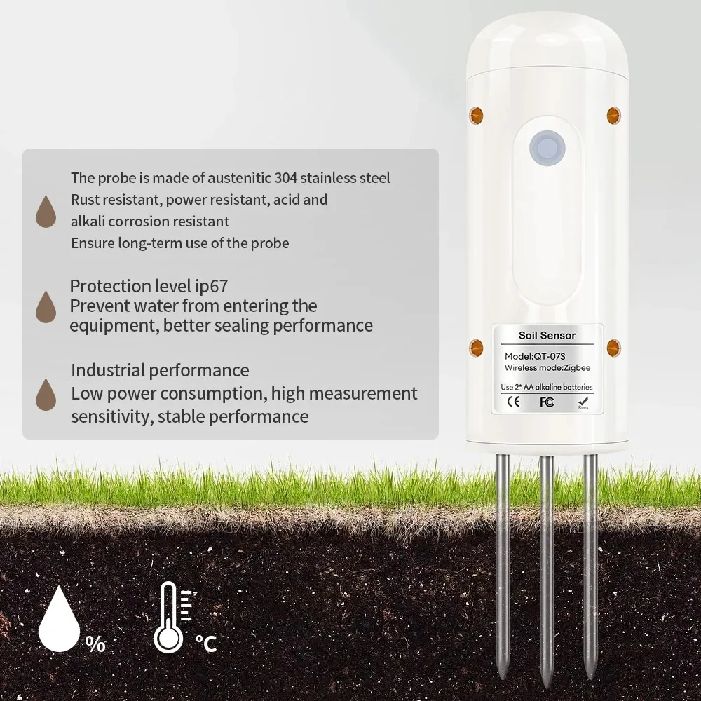 Tuya Zigbee bezprzewodowy miernik wilgotności gleby Bluetooth Tester temperatury i wilgotności aplikacja Monitor w czasie rzeczywistym IP67 sonda ze