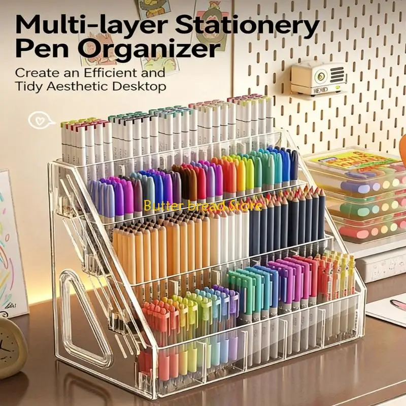 W89C Large Capacity Desk Pen Organiser for Watercolor Markers Highlighters Pencils