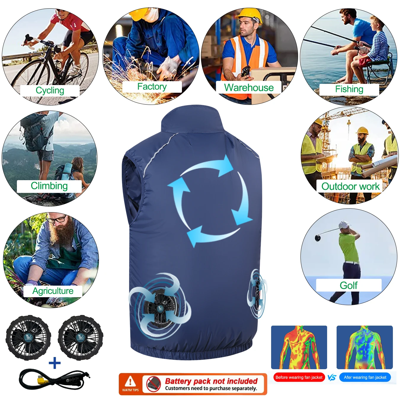 เสื้อพัดลมระบายความร้อน USB Ve - Outdoor Power Not Working บทวิจารณ์และราคา