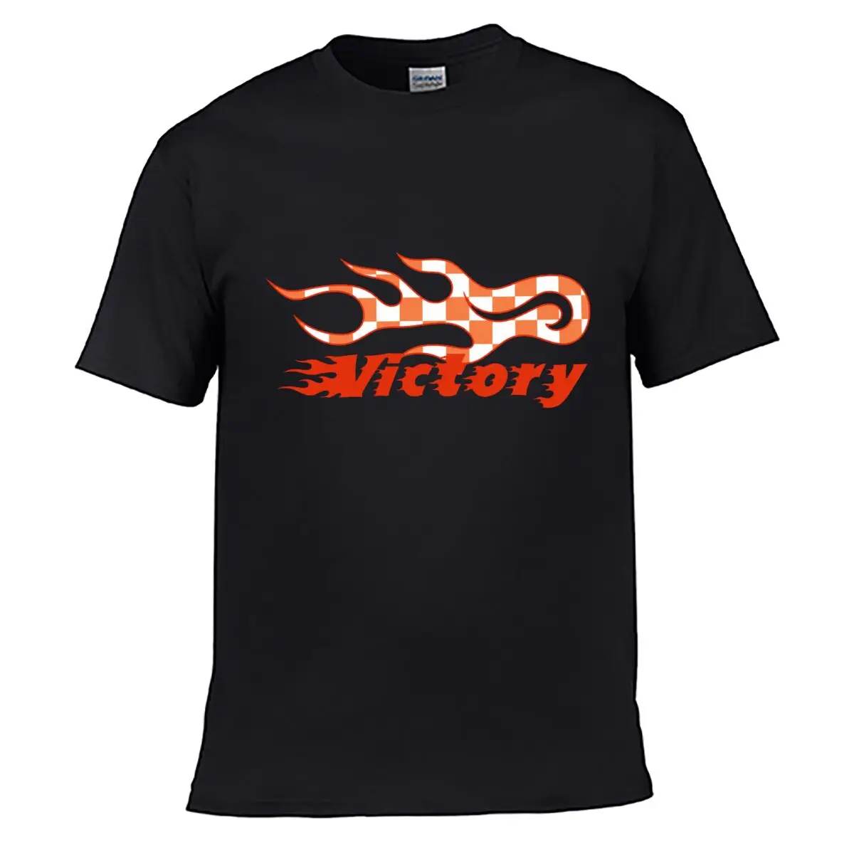 Victory Flame Checkerboard Vinyl Car Sticker Solid Washed Vintage Tee Distressed Loose