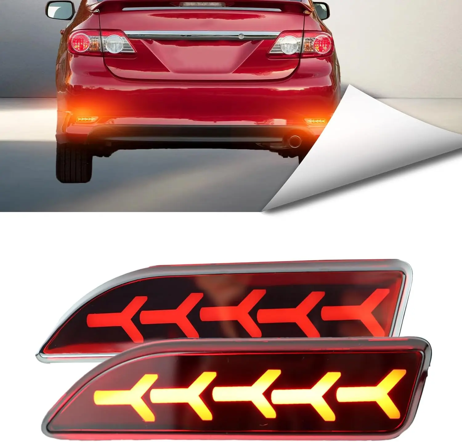 

2Pc LED Rear Bumper Reflector Lights Kit for Toyota Corolla 2011-2013 Red