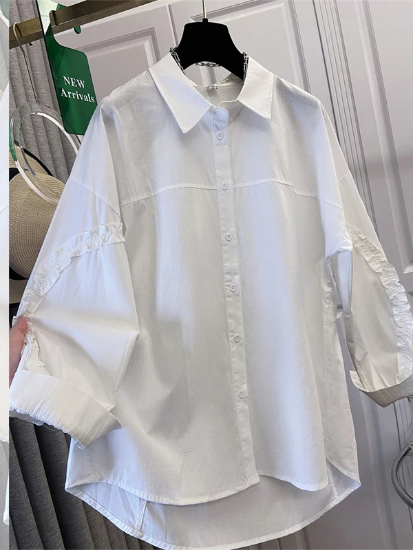 فضفاضة تناسب طويلة Sve irt المرأة قسط يشعر الخشب آين لصق Svel irt عارضة Sle لون نقي عارضة المشهد #2