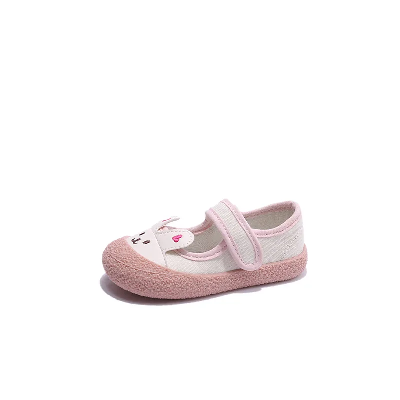 Kids Shoes for Girl 2023 Spring New Korean Children Cute Rabbit Soft Sole Princess Shoes Baby Shallow Mouth Casual Sneakers