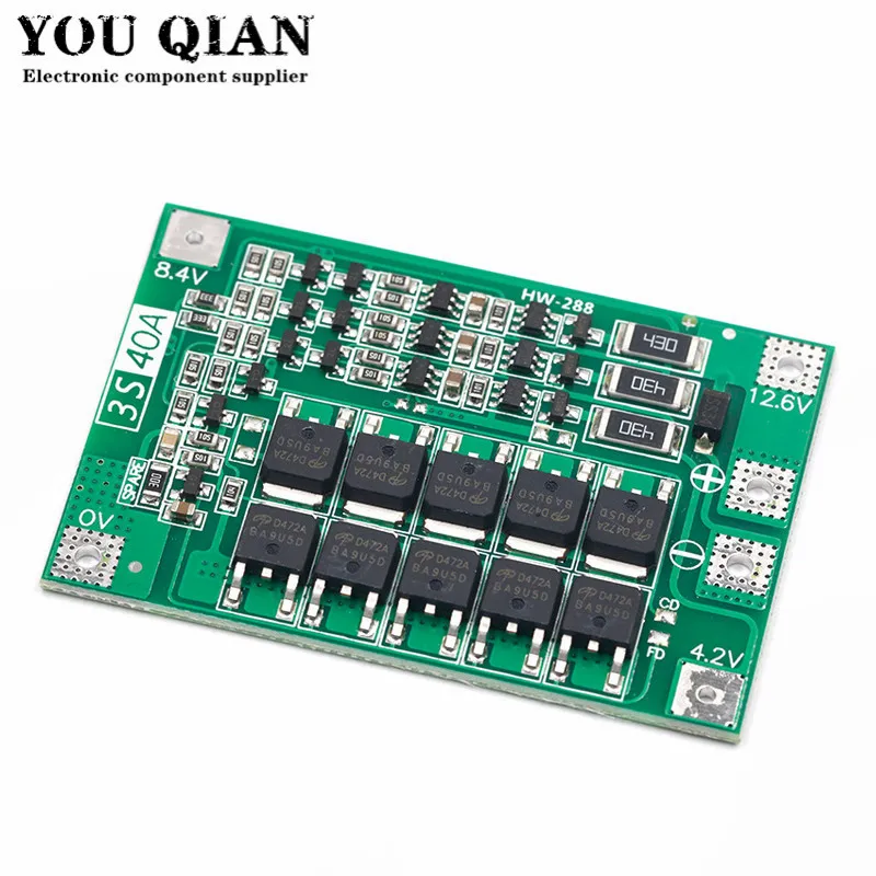 3S 40A Li-ion Lithium Battery Charger Lipo Cell Module PCB BMS Protection Board For Drill Motor 12.6V with Balance