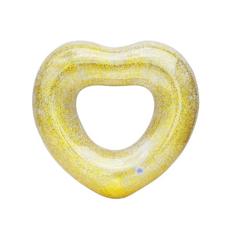 

2019 Newest Glitter Sequins Heart Shape Inflatable Swimming Ring