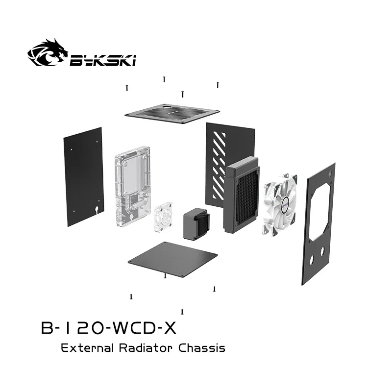 Bykski External Water Cooling 120 Copper Radiator+DDC Pump+120 Fan+Distro Plate Integrated Notebook Server B-120-WCD-X