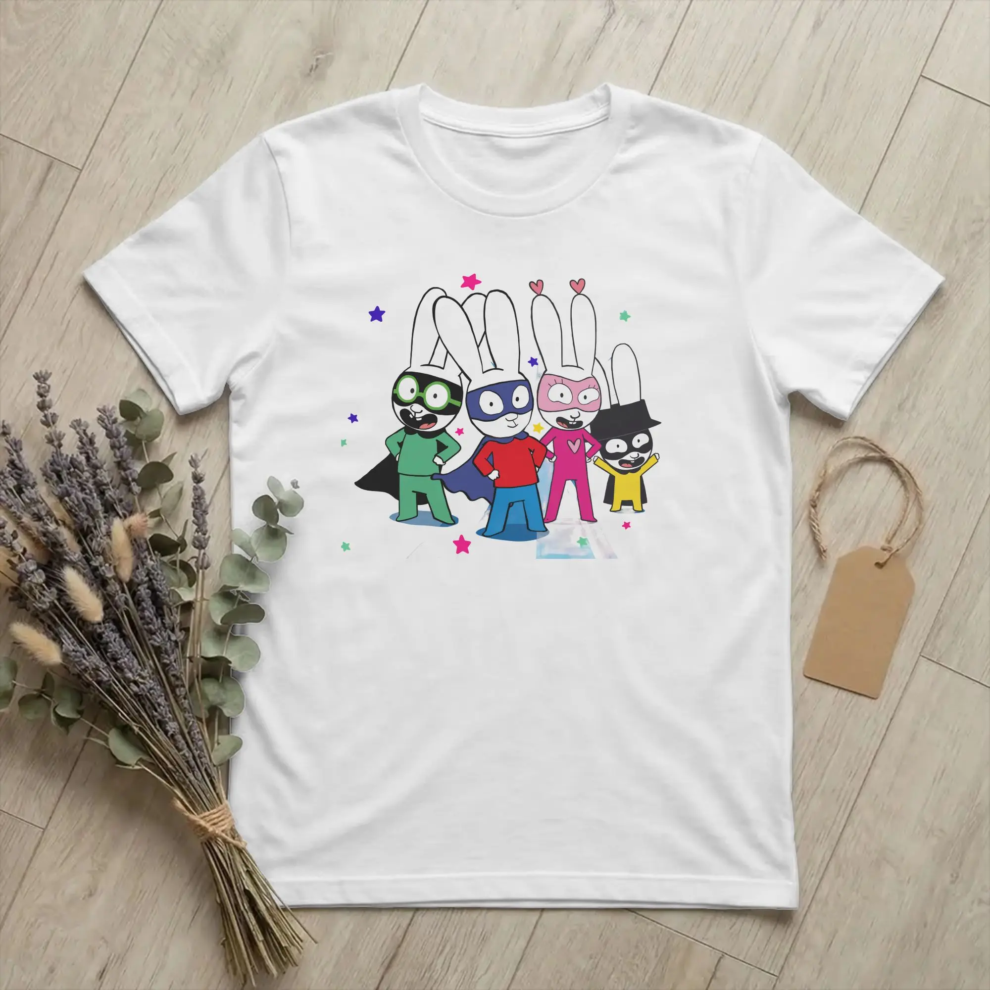Simons Super Rabbit Cartoon T-Shirt Men Women Bunny  Funny Cotton Tee Shirt Round Neck Short Sleeve T Shirt Printed Clothing