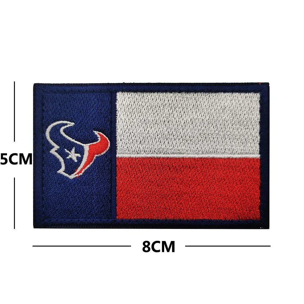 US American State Flag Texas Badge Texas Embroidered Magic Patch for Jacket Jeans Backpack Hat Hook and Loop Military Patches