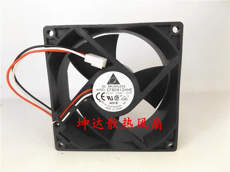 

Delta Electronics EFB0912HHE DC 12V 0.63A 90x90x38mm 3-Wire Server Cooling Fan