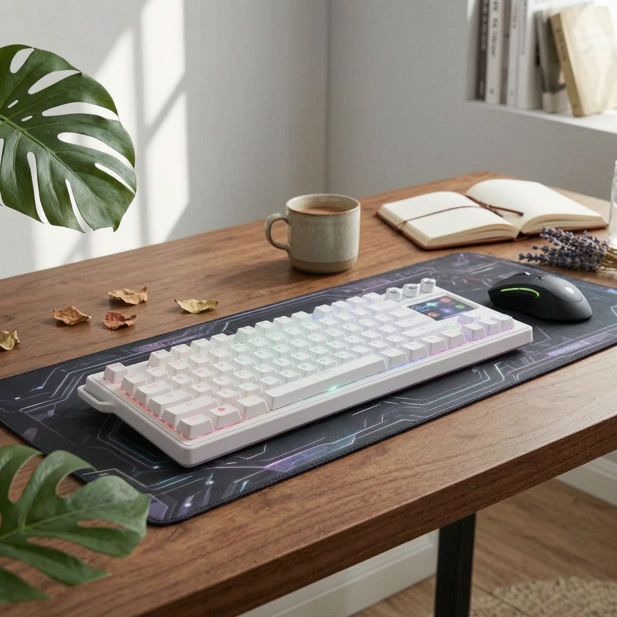 Hot-swappable 78-key Keyboard with LCD Keys RGB Backlight Rotary Knobs and Display for Productivity and Gaming Setup