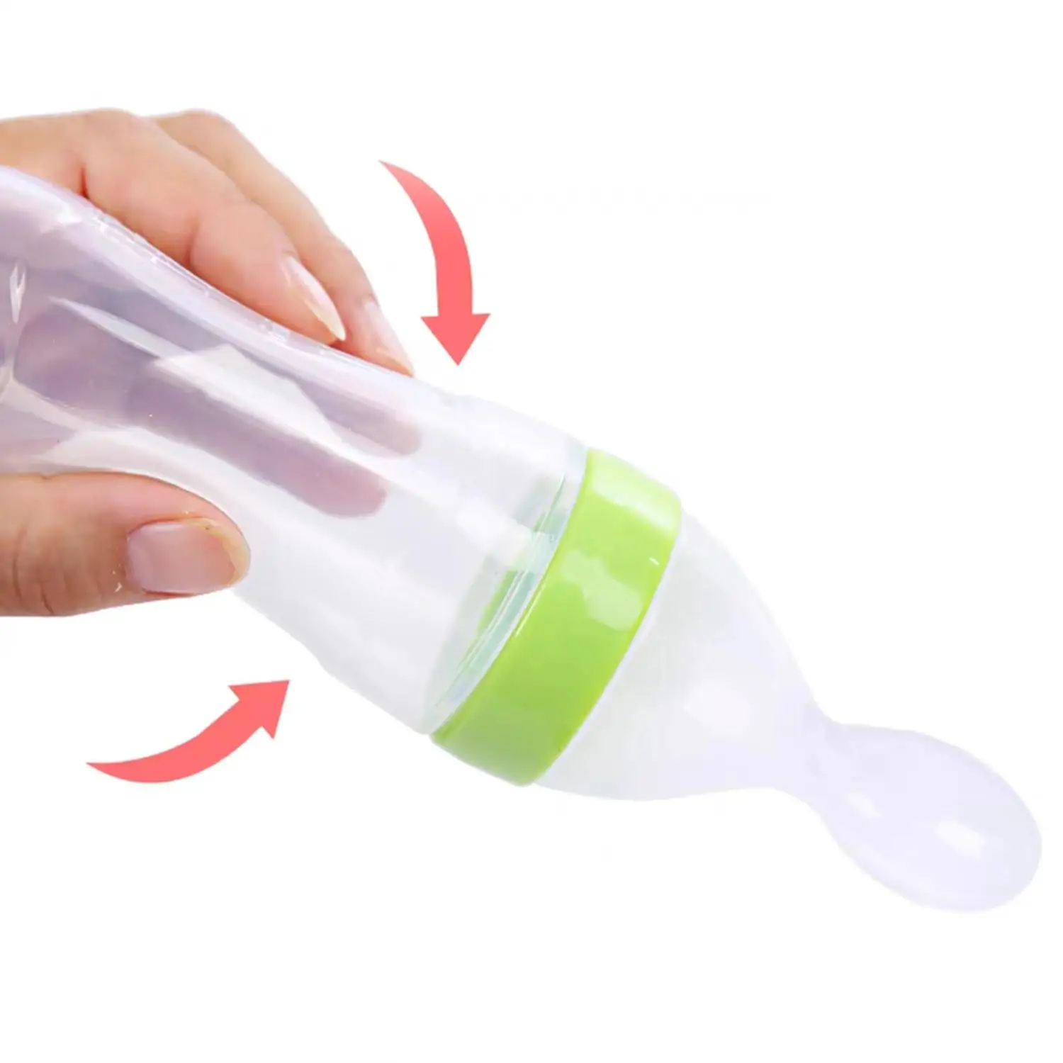 Baby Squeeze Feeding Spoon Simple Squeeze Silicone Spoon Feeder Medicine Feeder Silicone Spoon image 4