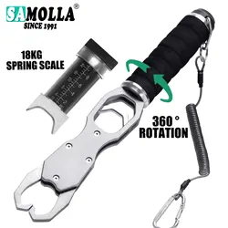 SAMOLLA Aluminum Alloy New Fishing Grip Pliers Accessories 18kg Spring scale 360 ° rotation Adjustable Grabber Tool Seawater