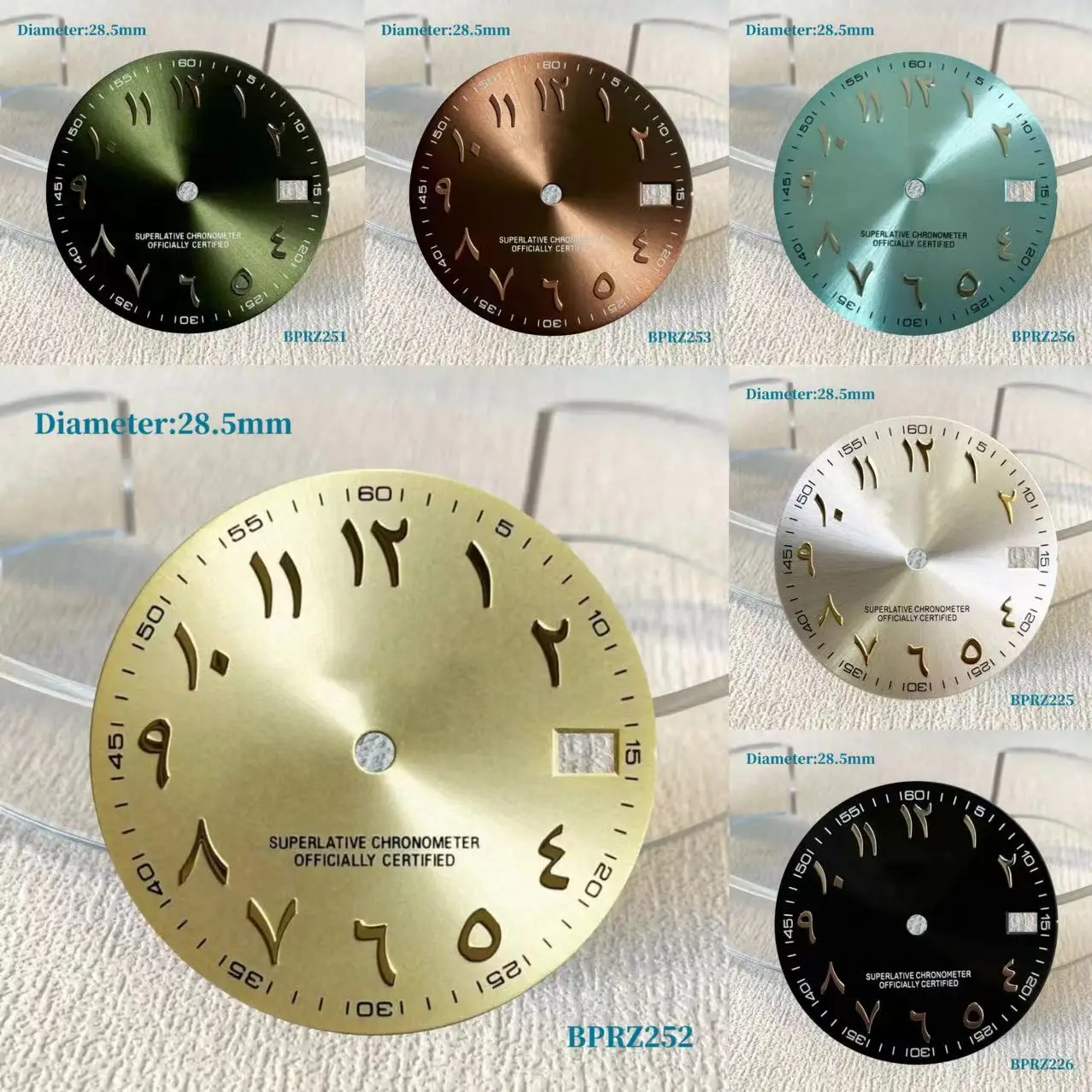 28,5mm s números árabes verde azul negro s logo dial nh35 nh36 movimiento automático sin luminoso logo árabe dial nh35 automático