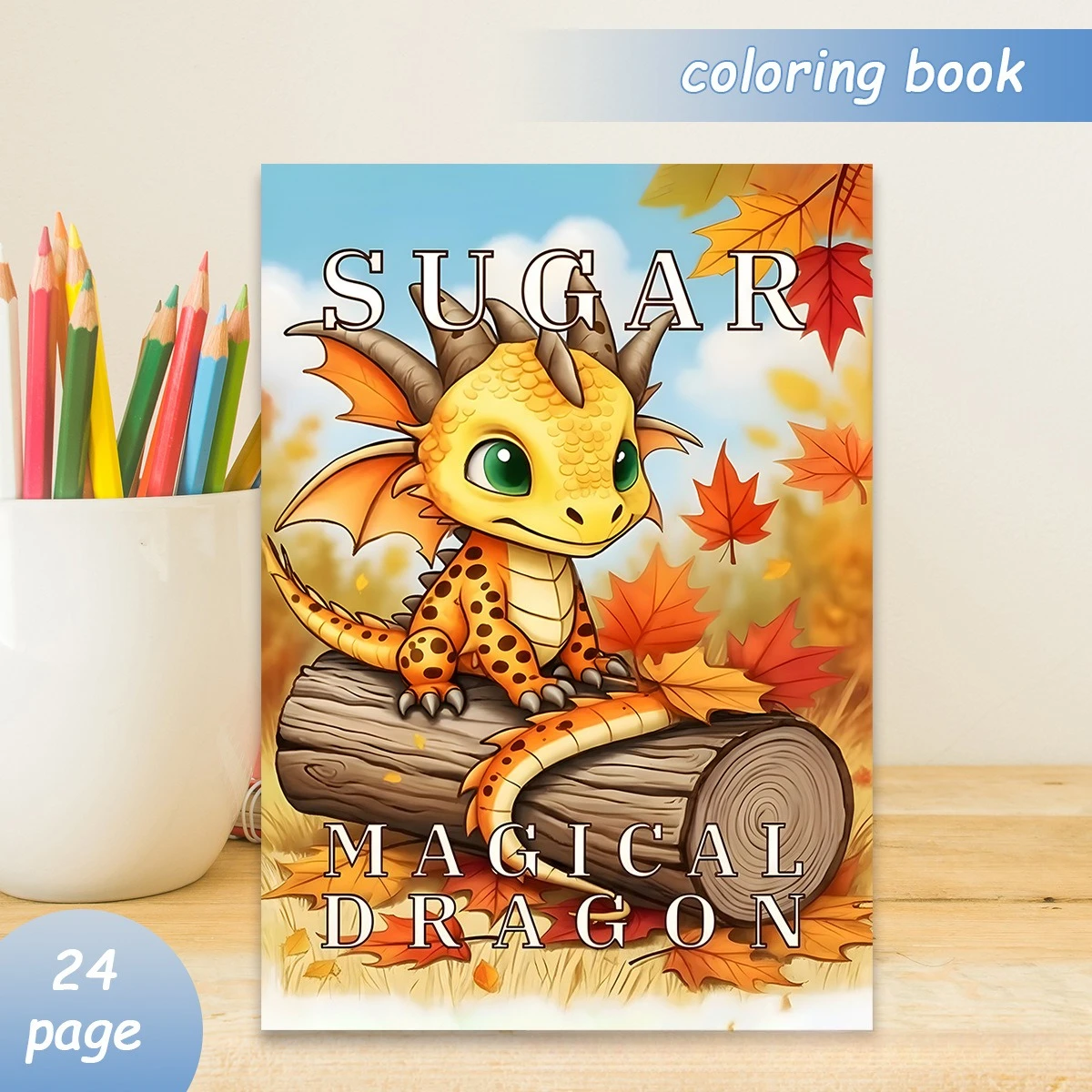 

Magical Sugar Dragon Coloring Book 24 Pages Whimsical Fantasy Dragon Scenes Stress Relief Relaxation Art Gift
