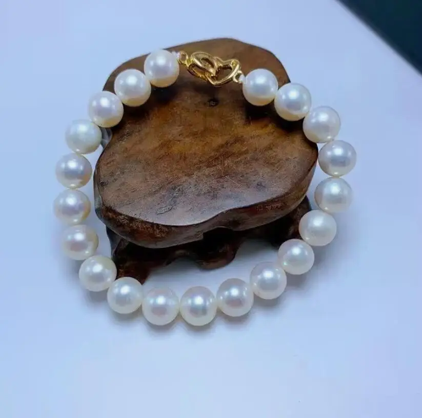 

classic 9-10mm south sea round white pearl bracelet 7.5-8"