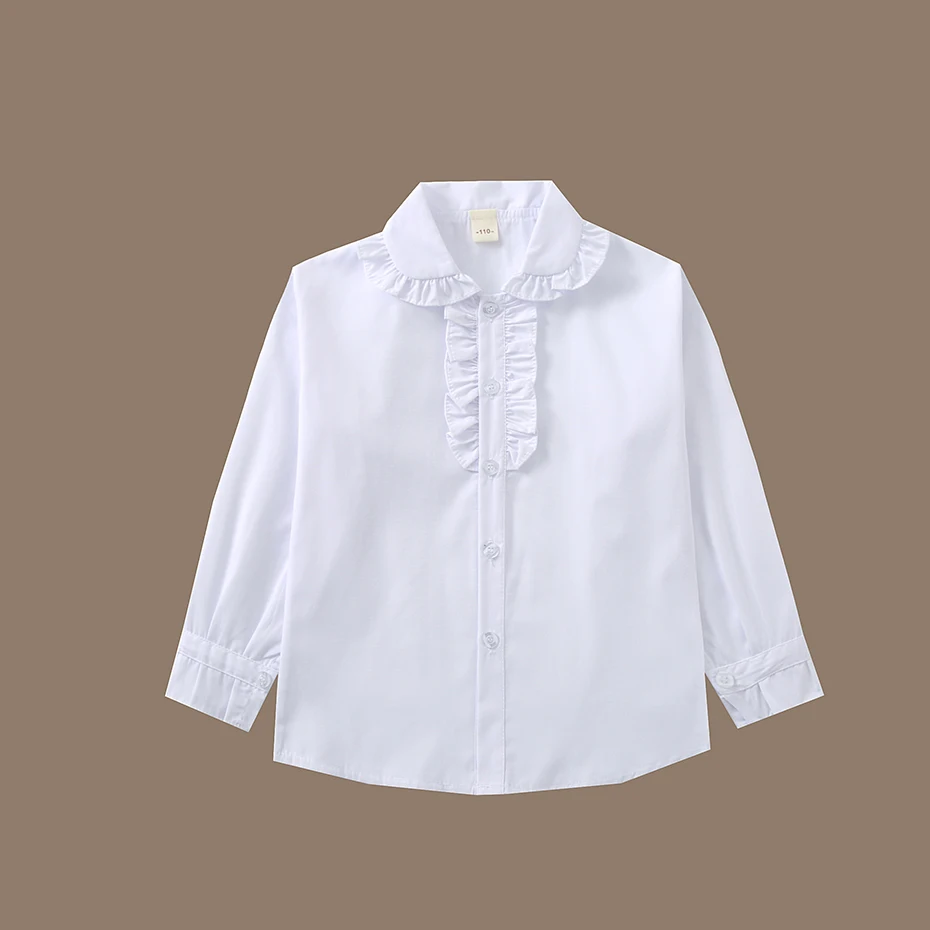 Girls White Blouse Solid Color Girls Tops Spring Autumn Blouse Girl Casual Style Teenager Clothes Girls 6 8 10 12 14