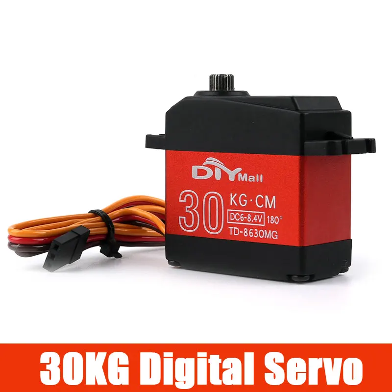 

30 кг/см Высокомоментный цифровой сервопривод с полностью металлическим редуктором для радиоуправляемых моделей 1/8 1/10: краулеров Axial SCX10, TRX4, грузовиков, автомобилей, лодок, роботов, а также для DIY-проектов