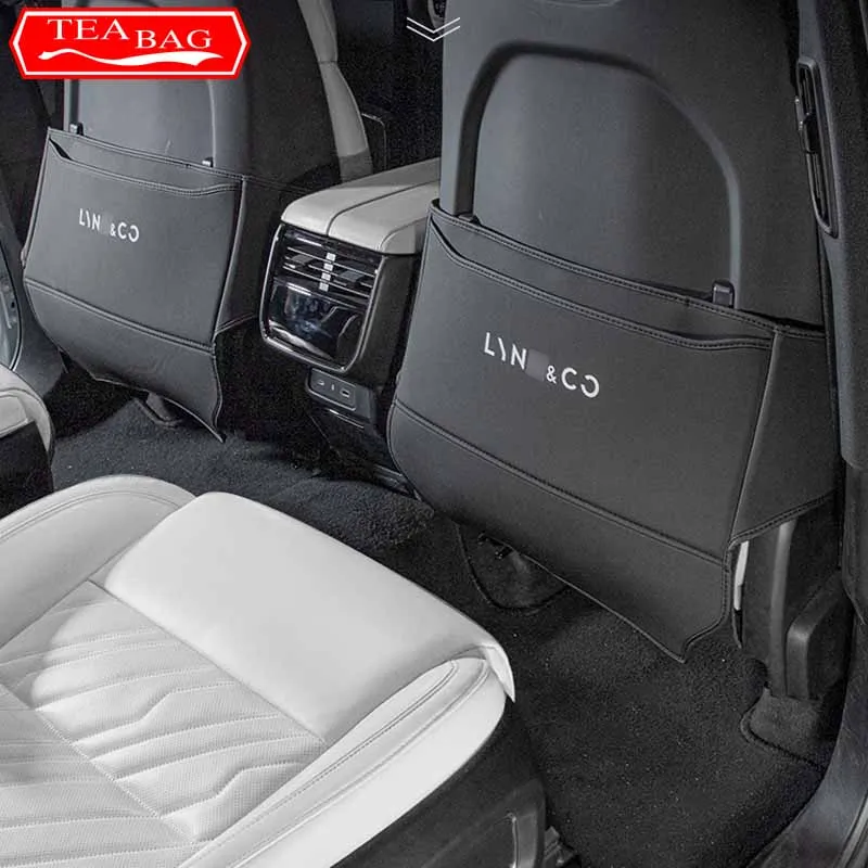 For Lynk&Co 09 2021-2024 Car Styling PU Leather Anti Kick Mat Pad Anti-kick Protector Mats Seat Back Protector Auto Accessories