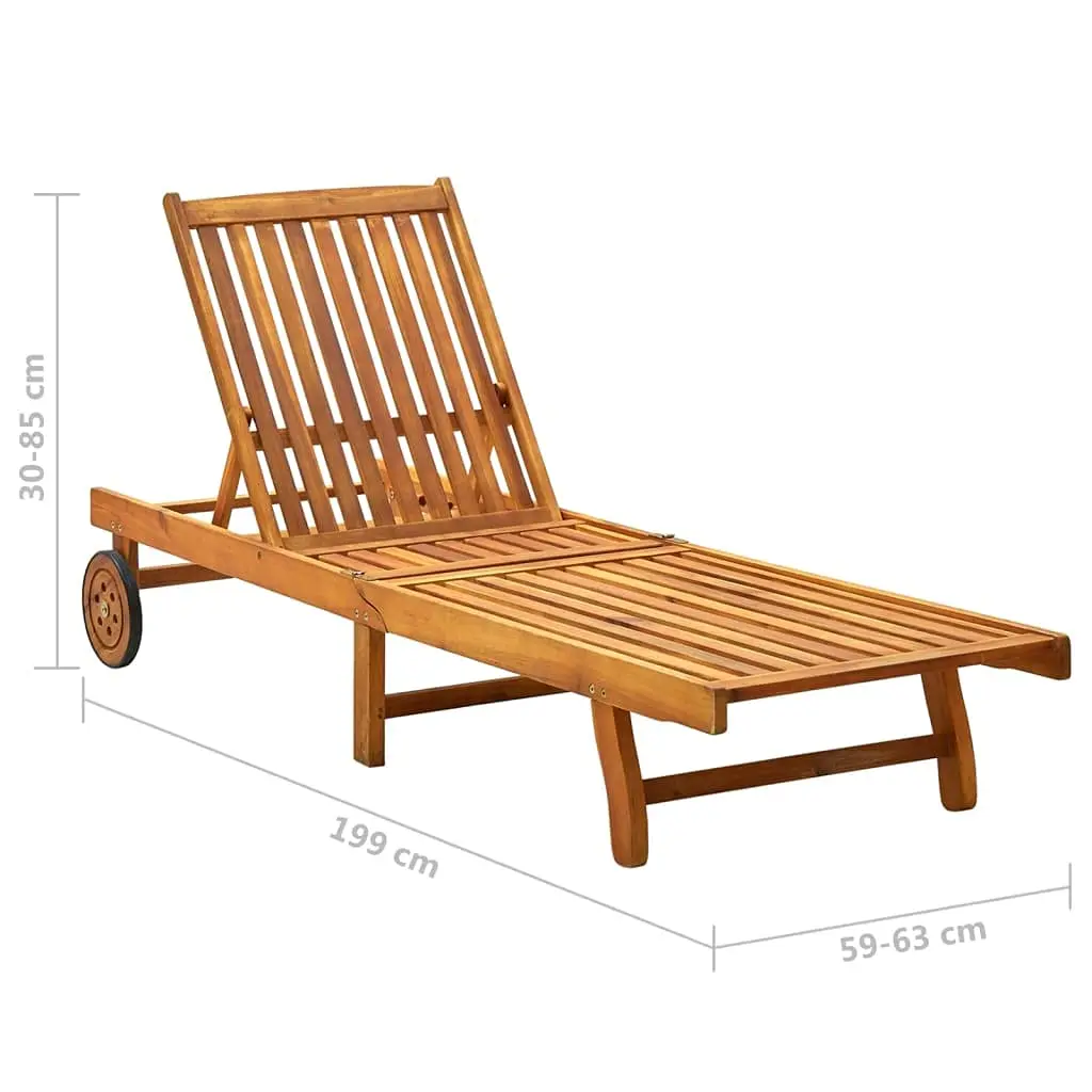 #Adjustable Outdoor Chaise Lounge Chair with Backrest, Sunbed for Poolside & Backyard, Solid Wood, Customized