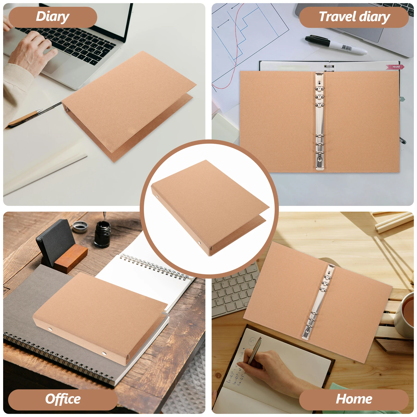 

A5 Kraft Binder Notebook Shell Notebook Binder Shell 6 Hole Design Folder Planner Storage Blinder Cover Documents