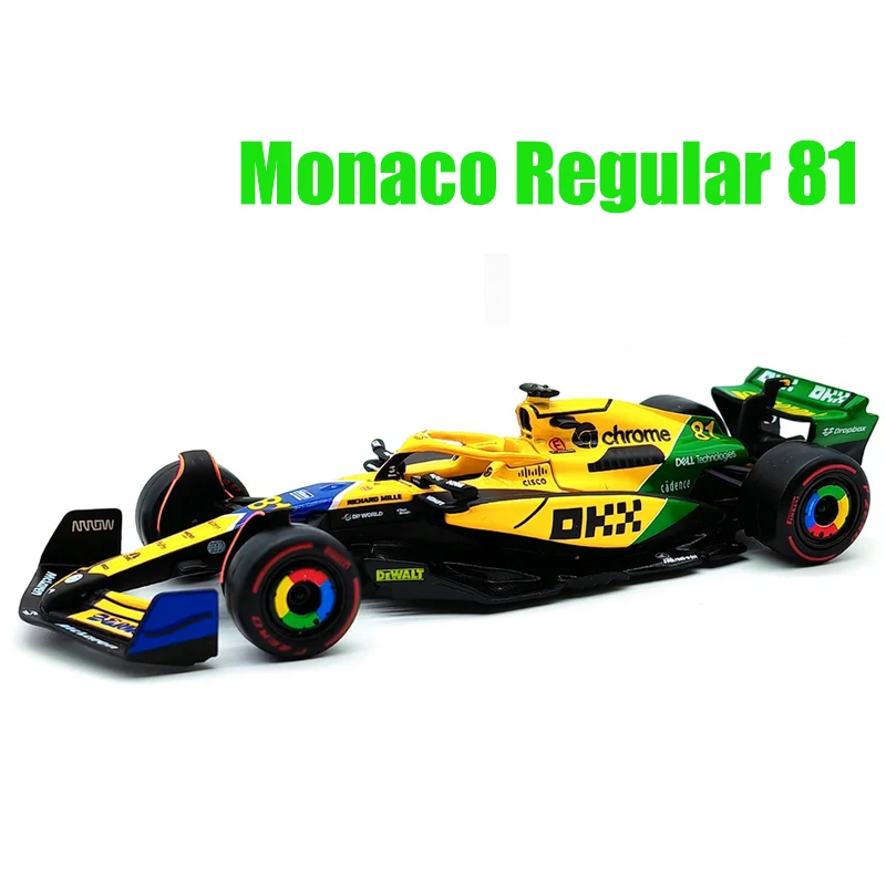 Bburago 1:43 2024 F1 Mclaren Mcl38 Monaco Grand Prix F1 Alloy Miniature Diecast Model #4 #81 Lando Norris ﻿F1 Car Toys Gift