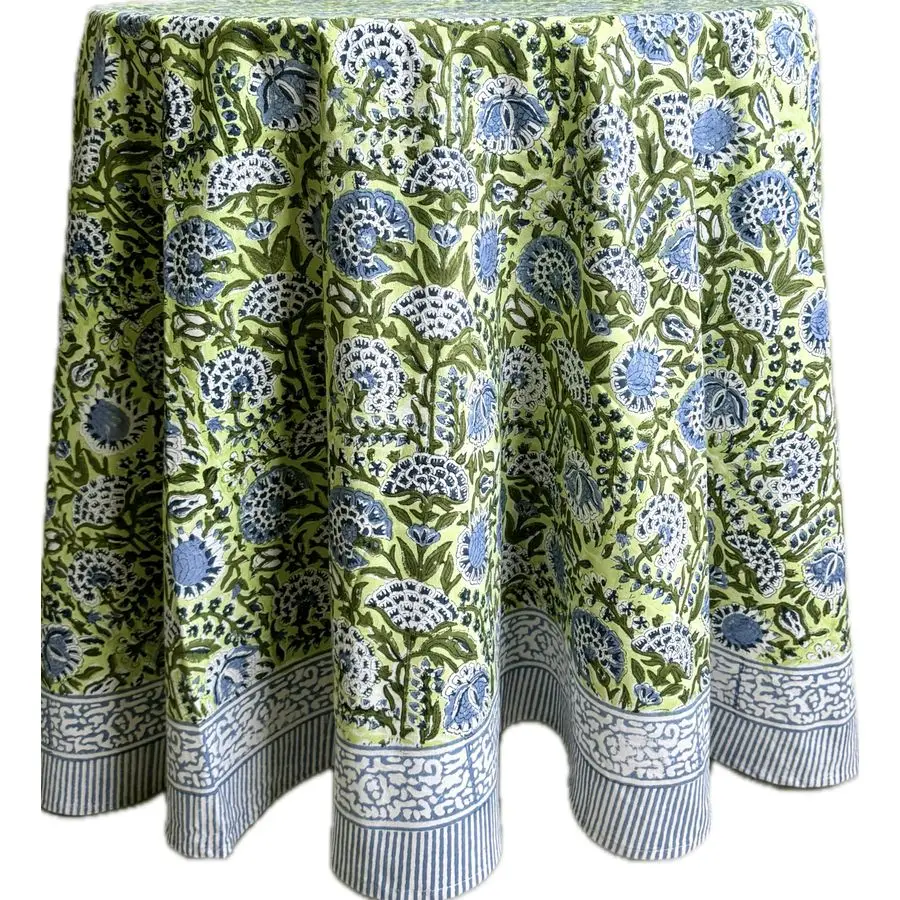 

Amara 100 Cotton Round Summer Tablecloth, Handblock Print Floral Table Cloth for Kitchen Dining Linen I Parties, Weddings, Outdo
