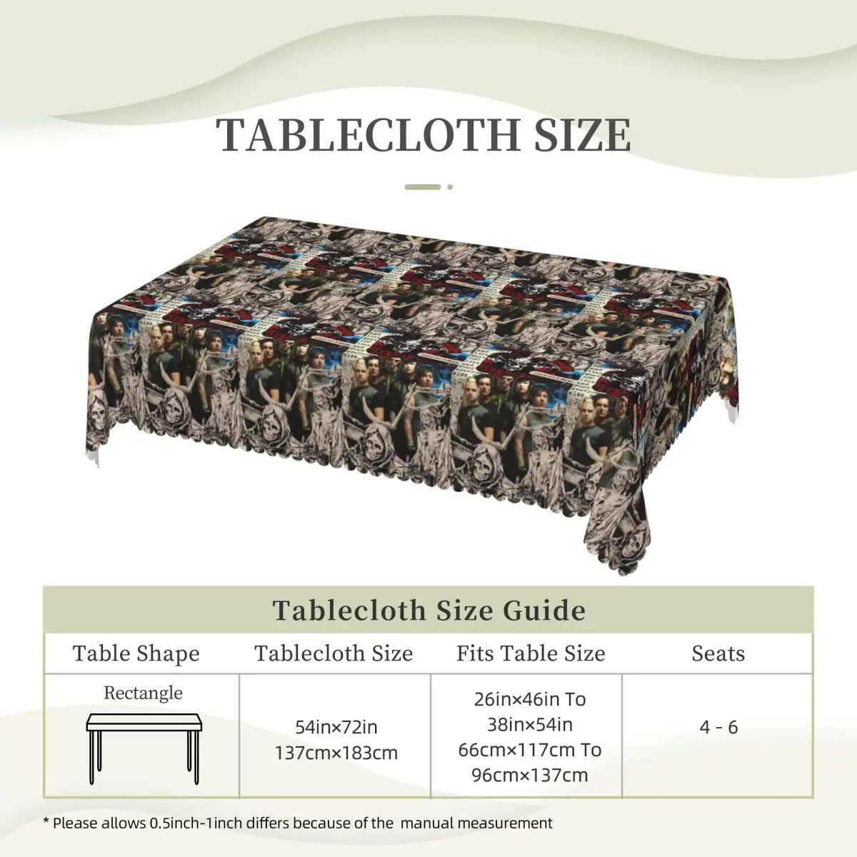 Avenged Sevenfold Custom Rectangular Tablecloth Waterproof Table Cover for Dining Events Table Cloth