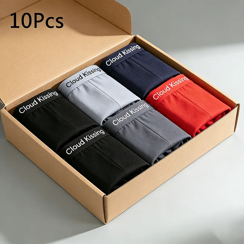 

Мужские трусы Cloud Kissing, 10 шт., дышащие, эластичные, треугольной формы, мягкие, быстросохнущие, со средней посадкой, для повседневной носки