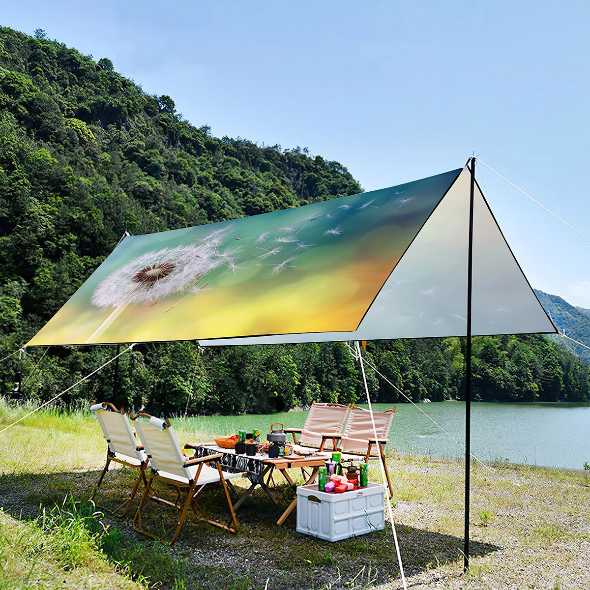 Beautiful Dandelion Sunshade Canopy,Lightweight Waterproof Portable Anti-UV Oxford Tent For Outdoor Picnic Beach Music Festival