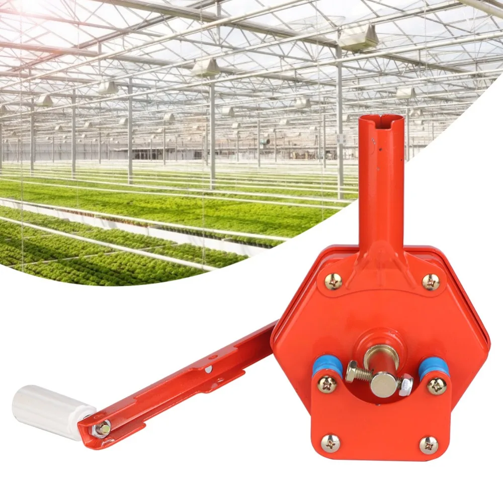 Self Locking Manual Film Coiler Device Adjustable Handle Top Mount Greenhouse Film Roll Up Plastic Film Compatible