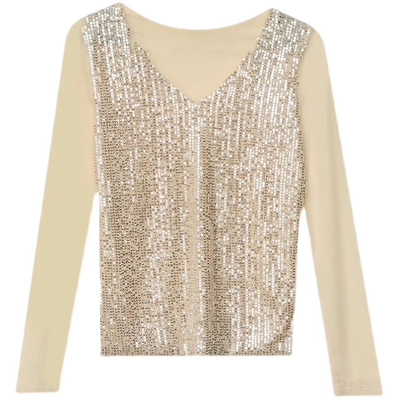 

Sexy V-Ne Long Sve T-irt Women's Faion Me Top Slim Fit Inner Wear Base irt Autumn Winter Korean Sle Commute