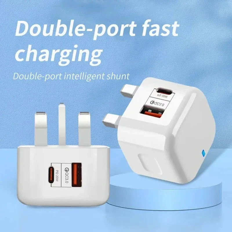 Xiaomi PD20W QC 3.0 USB Charger Fast Charge Wall Charger For iPhone 1514 Samsung Mobile 2 Ports EU US UK Plug Adapter For Travel