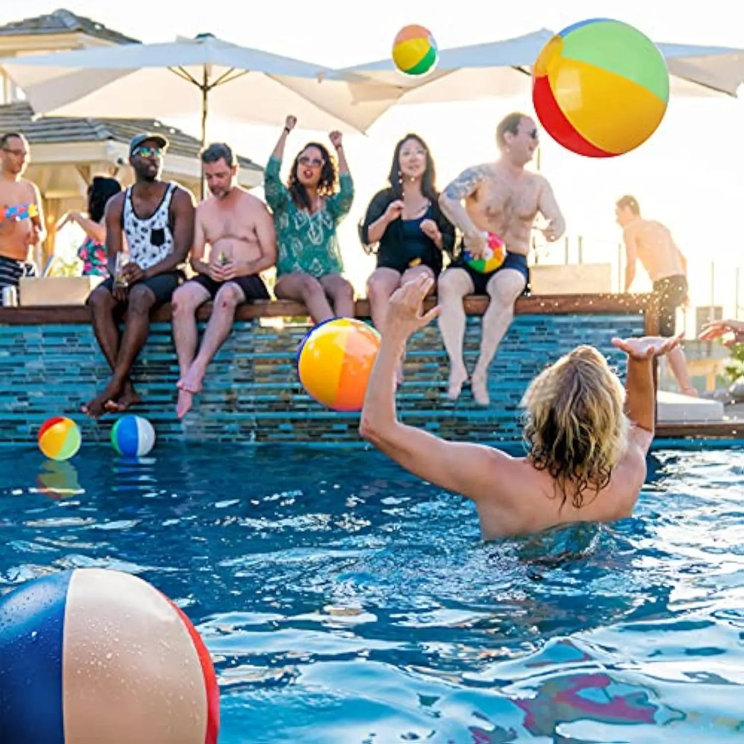 Aufblasbarer Wasserball, 6 Farben, PVC-Wasserspielzeug für Pool, See, Party, Sommerspaß, zwei Größen, manuelle Pumpe