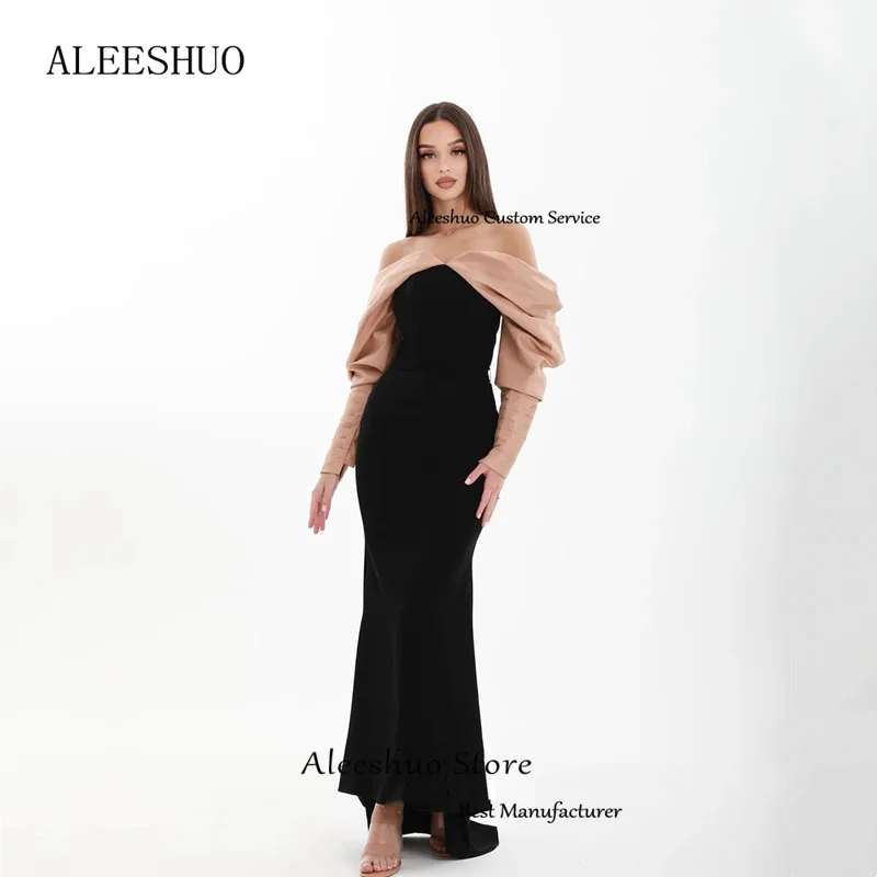 Aleeshuo-vestidos de fiesta de sirena modernos, sexys, con hombros descubiertos, vestidos de fiesta de noche, Vintage, mangas largas, hasta el suelo, personalizados