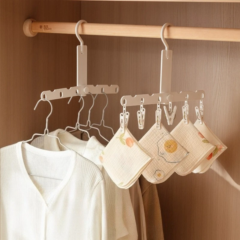 Multi-functional Foldable Travel Hanger, A Must-have for Portable Outdoor and Business Trips (includes Six Clips)