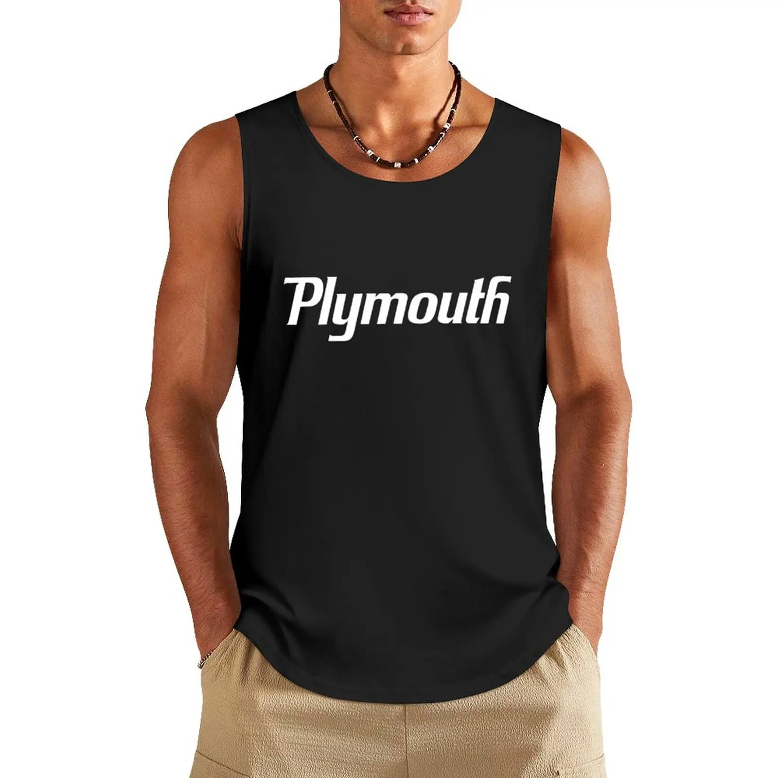 Plymouth - White Tank Top gym t-shirts man quick-drying t-shirt