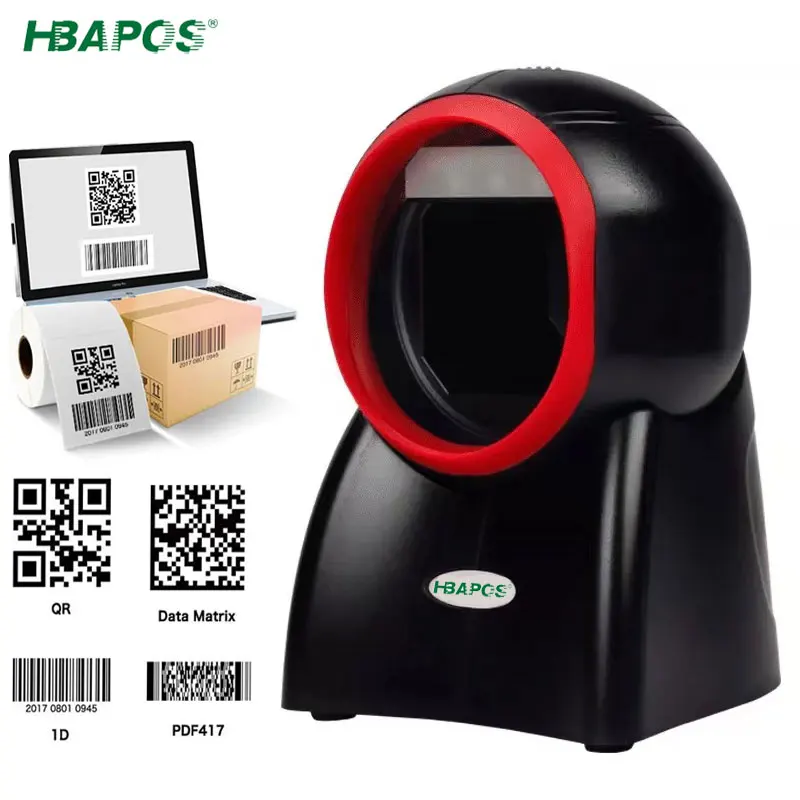 2D Barcode Scanner Desktop Omnidirectional Bar code Reader for Supermarket Auto Sense Data Matrix PDF417 2D QR Barcod Scanners