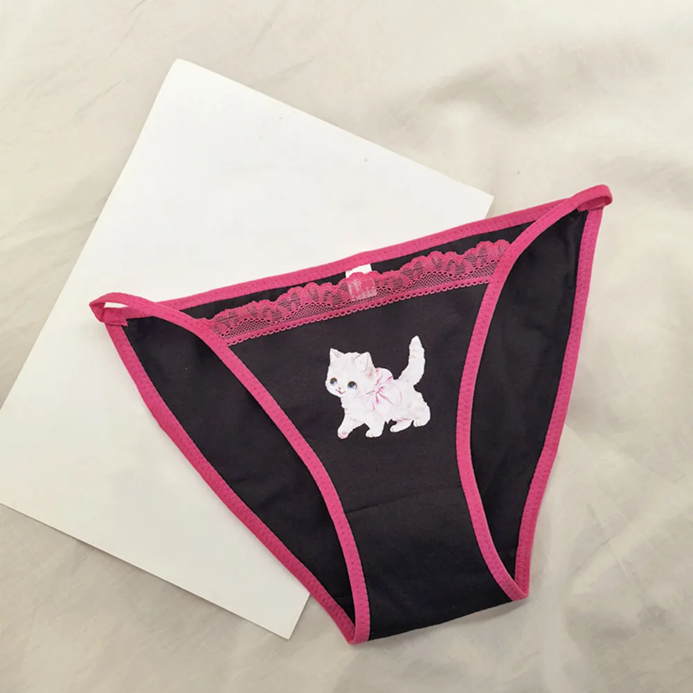 For Daily Wear Retro Cat Underwear Spring Fashion Cool Cat Knickers For Girls Vacation Japanese Style Underwear