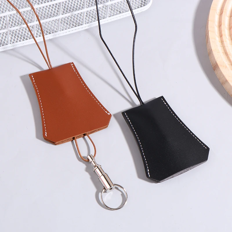 Creative PU Leather Travel Luggage Tag Key Holder With Lanyard Fashion Keychain Holder Bag Charm Daily Decoration