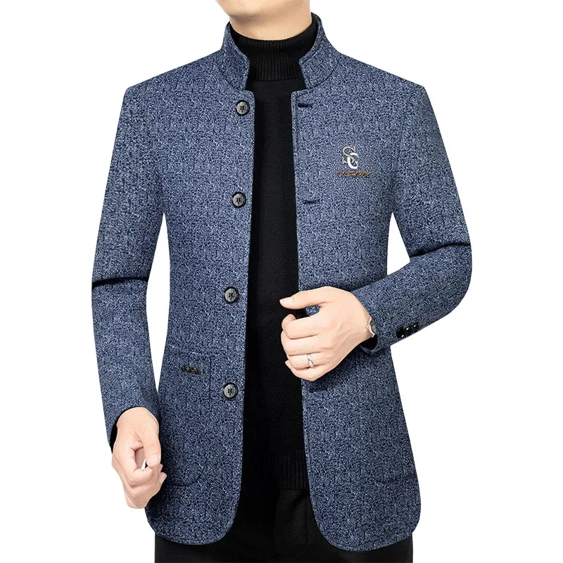 New Spring Autumn Man Suits Coats Men Stand-up Collar Business Casual Blazers Jackets High Quality Men Blazers Coats Jackets 4XL