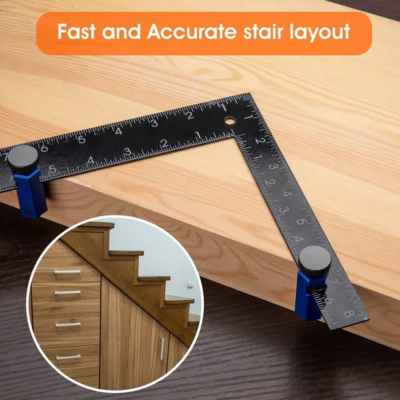Aluminium Alloy Stair Gauge Stair Gauge Stair Gauge Aluminum Alloy Hex Flat Gauge with Thumb Screw for Framing  and Rafter