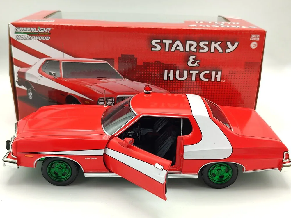 New GL 1/24 Scale 1976 FORD GRAN TORINO STARSKY AND HUTCH Diecast Vehicle Alloy Toy Car models for collection Gift