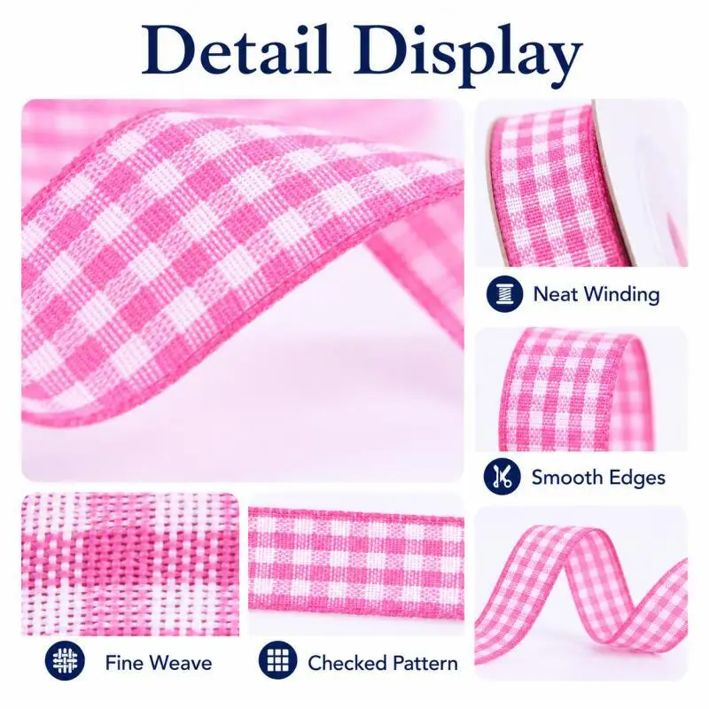 10/25MM 10 Yards Kariertes Band Hochzeitsdekoration DIY Nähstoff Handgemachtes Schleifenband Blumen-Geschenkverpackung – Detail 5