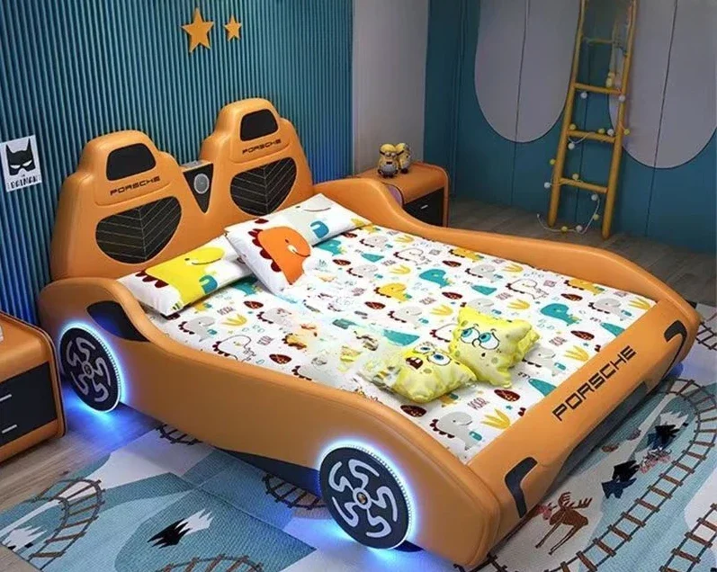 Cama infantil menino carro cama bonito madeira maciça casa multifuncional bonito carro esportivo cama dupla único roadster