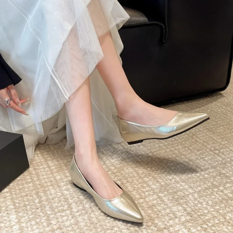 Fashionable low-heeled women's single shoes. Spring/Summer new style. Pointed toe office and commuting comfortable leather shoes image 3