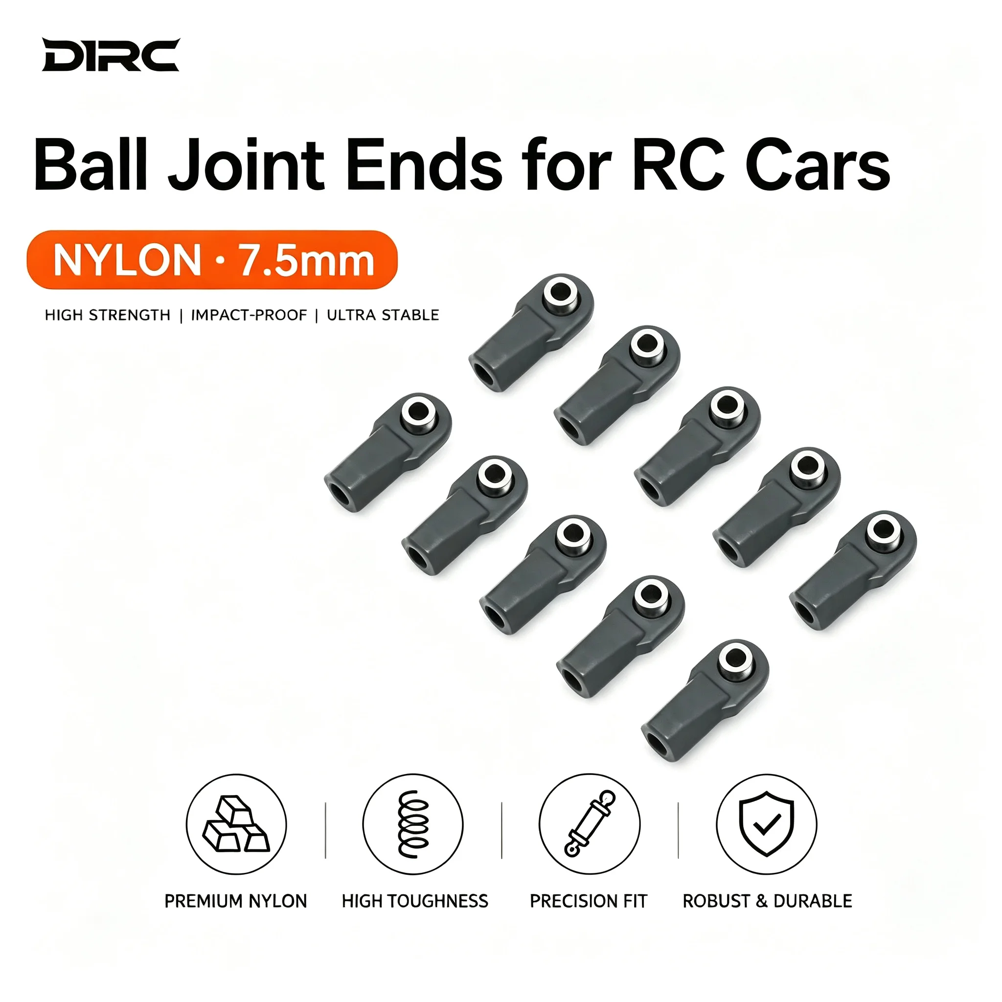 D1RC 1/10 RC Crawler Suspension Upgrade Kit for SCX10 TRX4 Chassis Link Ball Ends, Straight & Angled Threaded Rod Ends