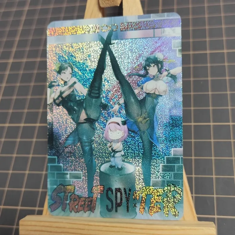 DIY SPY×FAMILY Yor Forger Linkage Street Fighter Chun-Li Refractive Flash Card Anime Peripheral Game Collection Card Holiday