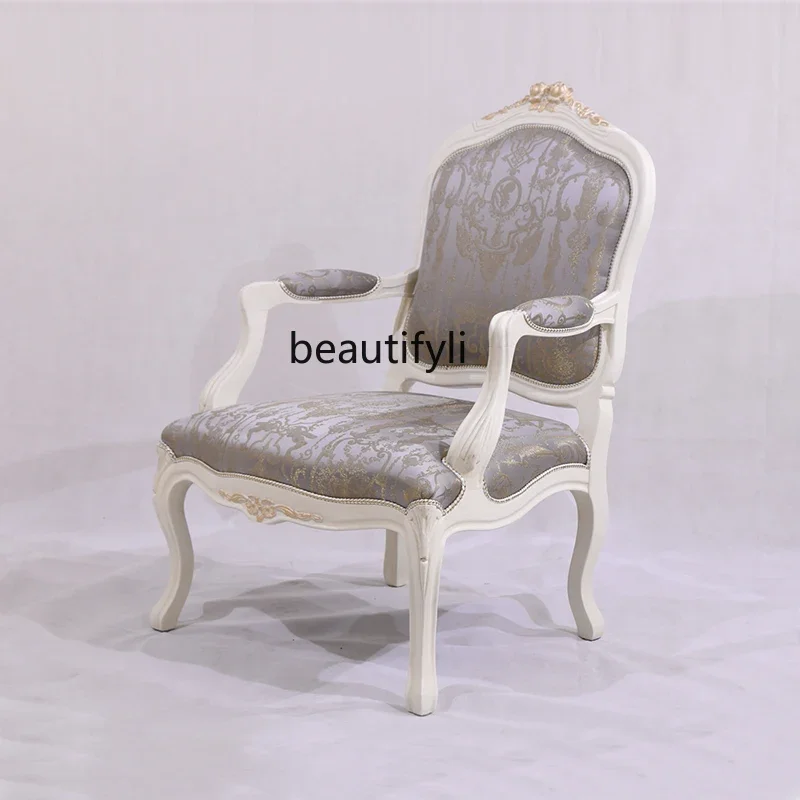 European-Style Classical Solid Wood Dining Chair High-End American Retro Dining Chair Solid Wood Carved Chair